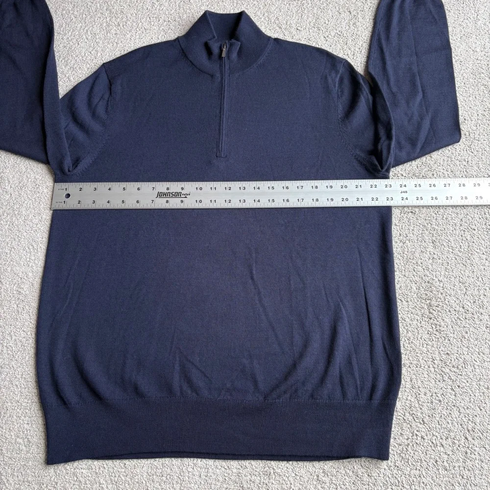 Brooks Brothers Quarter Zip Sweater Mens Large Navy Blue Merino Wool Knit L